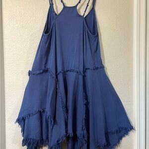 Free People Intimately Blue Handkerchief Frayed Hem. Double Shoulder Straps